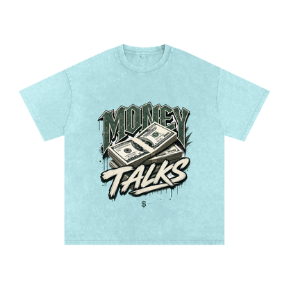 Money Talks Snow-Washed Cotton Graphic Tee