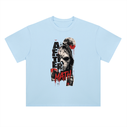 Aftermath Skull and Moon Grunge Graphic Drop Shoulder Tee
