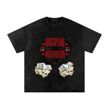 Discipline Over Motivation Snow-Washed Cotton Tee