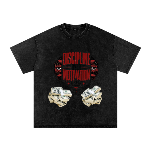 Discipline Over Motivation Snow-Washed Cotton Tee