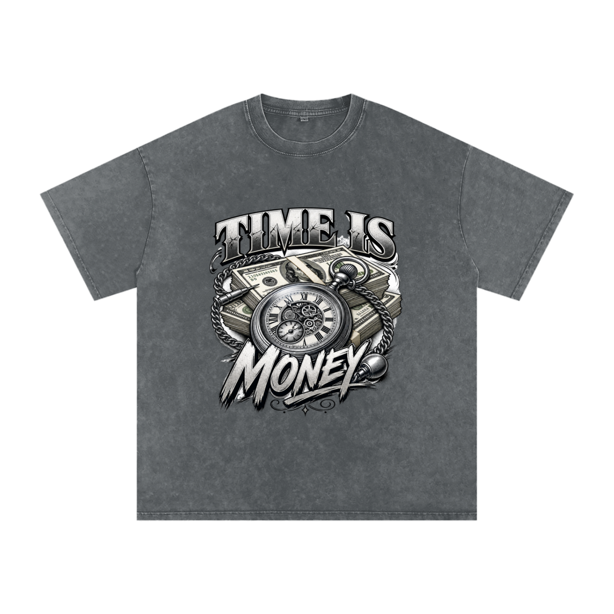Time Is Money Snow-Washed Cotton Graphic Tee