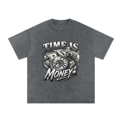 Time Is Money Snow-Washed Cotton Graphic Tee