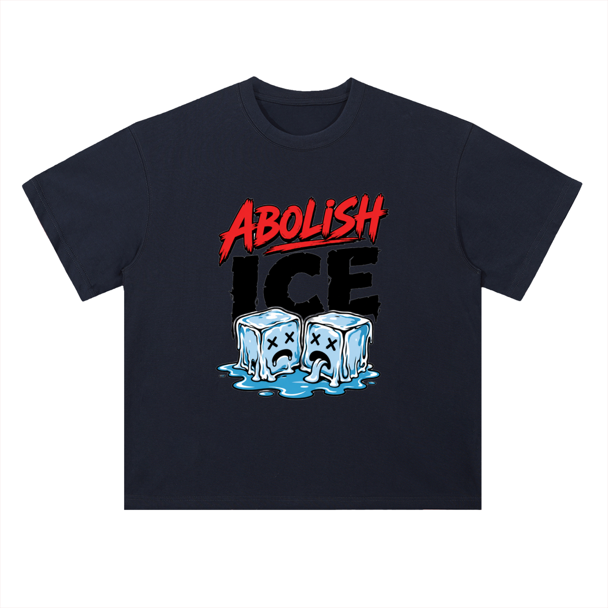 Abolish ICE Melting Ice Cubes Graphic Drop Shoulder Tee