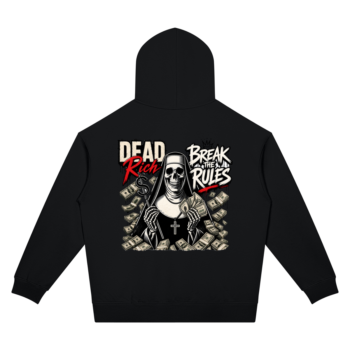 Burning Money Two-Sided Graphic Drop Shoulder Hoodie