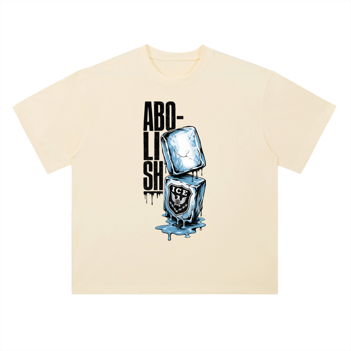 Abolish ICE Melting Ice Cube Graphic Drop Shoulder Tee