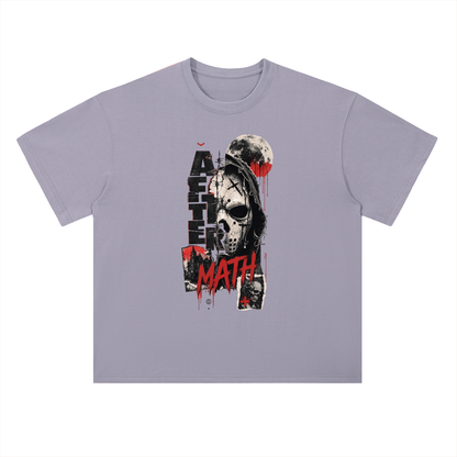 Aftermath Skull and Moon Grunge Graphic Drop Shoulder Tee