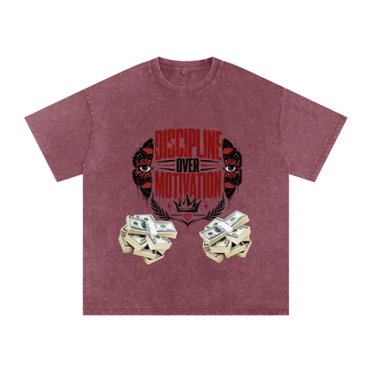 Discipline Over Motivation Snow-Washed Cotton Tee