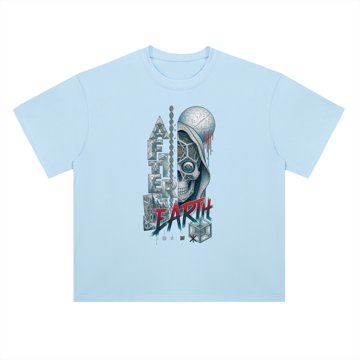 After Earth Futuristic Skull Graphic Drop Shoulder Tee
