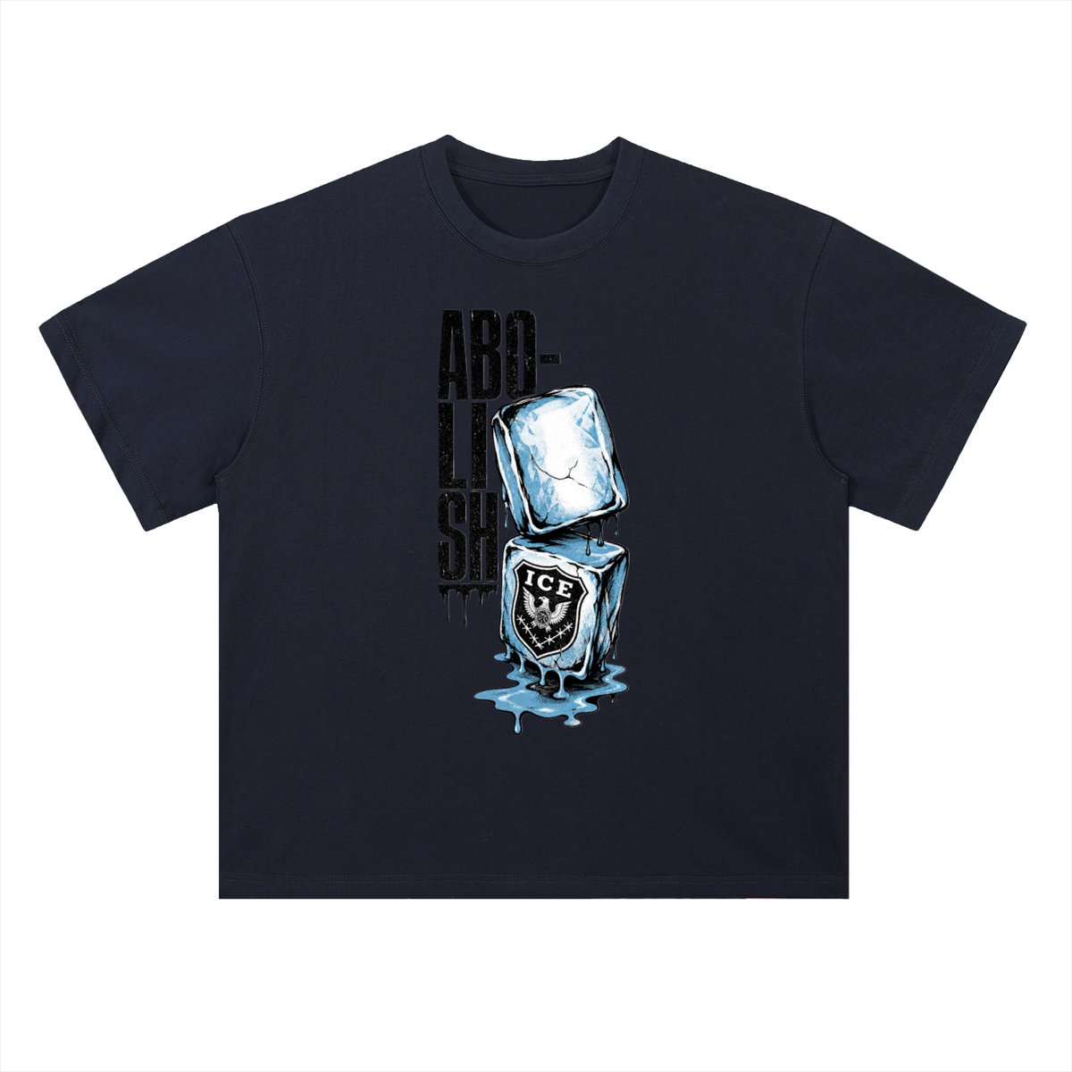 Abolish ICE Melting Ice Cube Graphic Drop Shoulder Tee