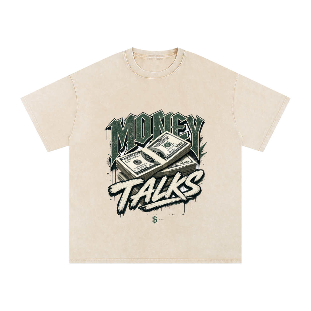 Money Talks Snow-Washed Cotton Graphic Tee