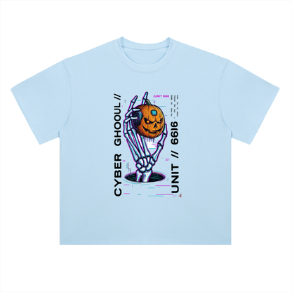 Cyber Punk Unit 666 Pumpkin Graphic Drop Shoulder Tee