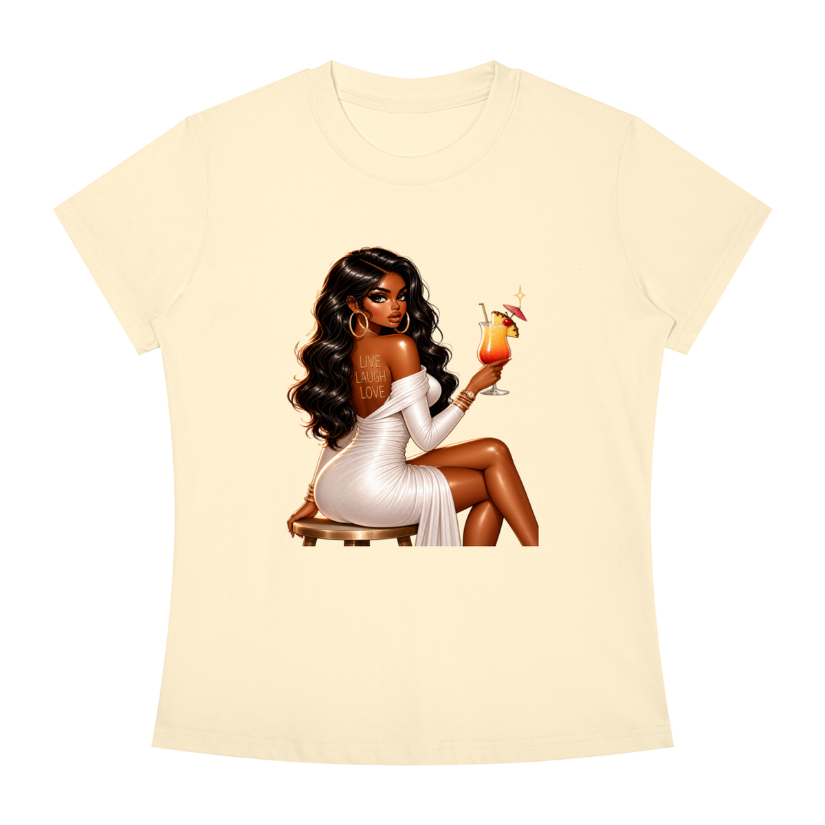 Glamorous Woman with Cocktail Women’s Slim-Fit Tee