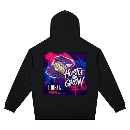 Hustle and Grow Two-sided Graphic Drop Shoulder Hoodie