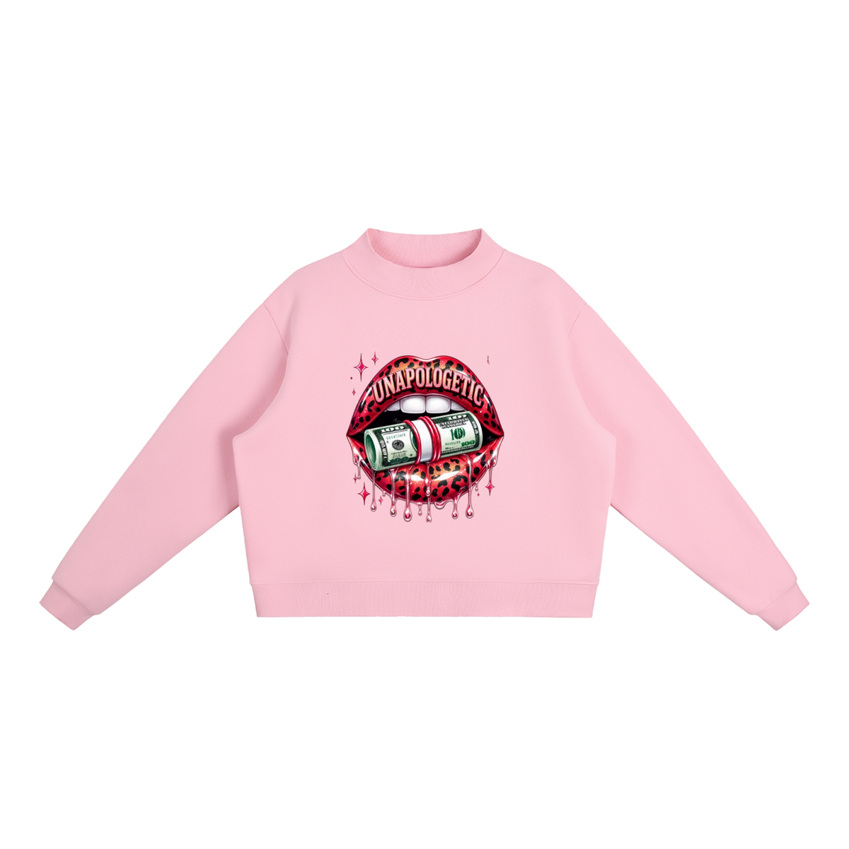 Unapologetic Lips Oversized Mock-Neck Sweatshirt