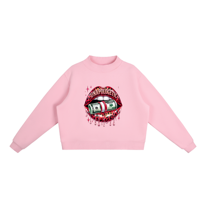 Unapologetic Lips Oversized Mock-Neck Sweatshirt