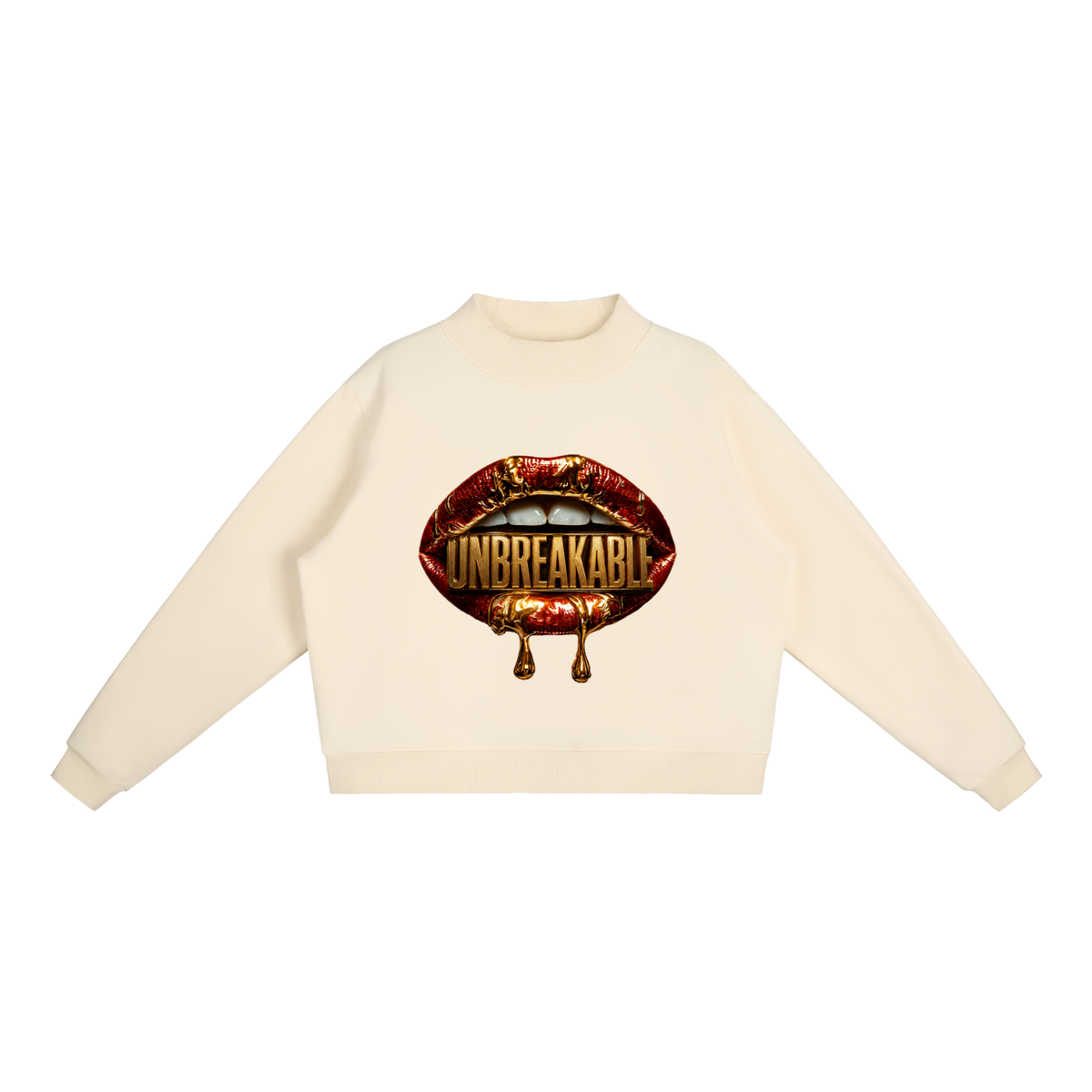 Unbreakable Lips Oversized Mock-Neck Sweatshirt