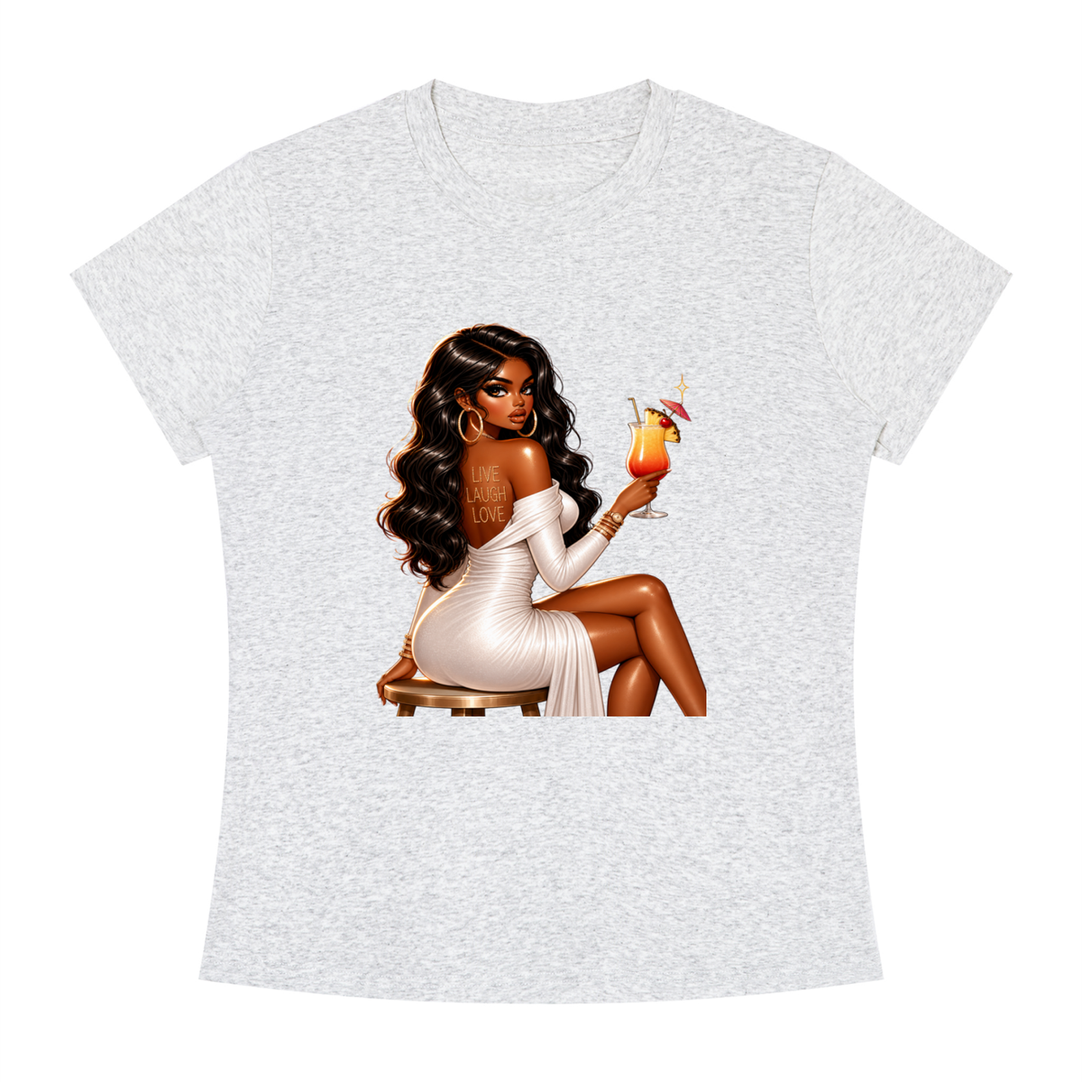Glamorous Woman with Cocktail Women’s Slim-Fit Tee