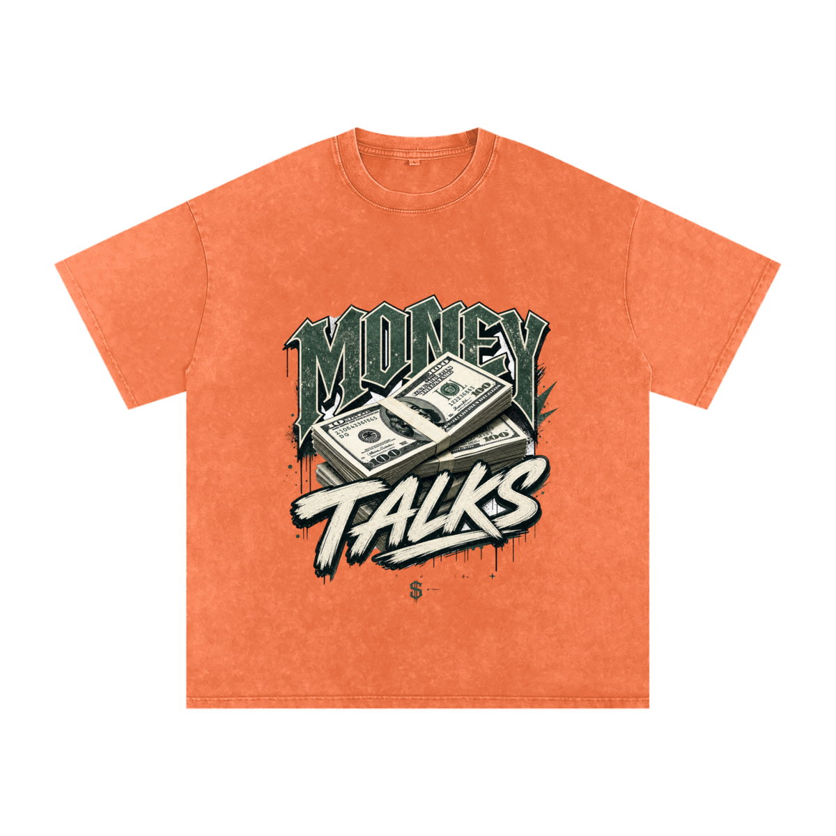 Money Talks Snow-Washed Cotton Graphic Tee