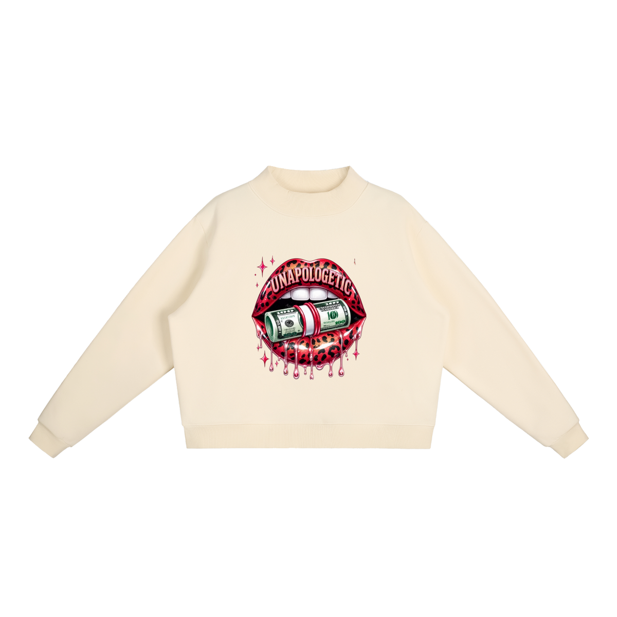 Unapologetic Lips Oversized Mock-Neck Sweatshirt