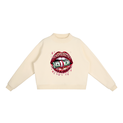 Unapologetic Lips Oversized Mock-Neck Sweatshirt
