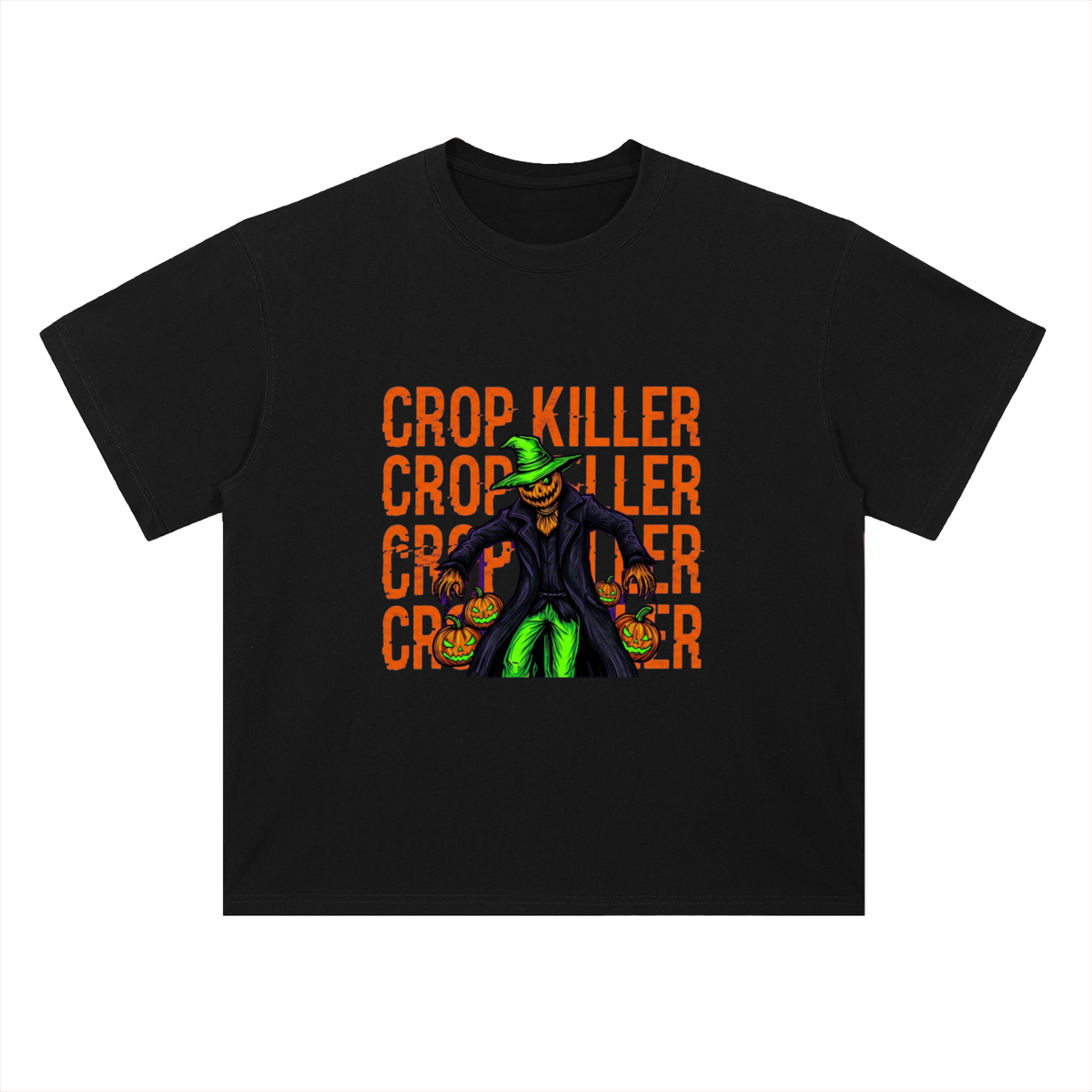 Crop Killer Halloween Scarecrow Graphic Drop Shoulder Tee