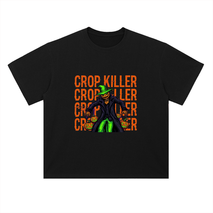 Crop Killer Halloween Scarecrow Graphic Drop Shoulder Tee