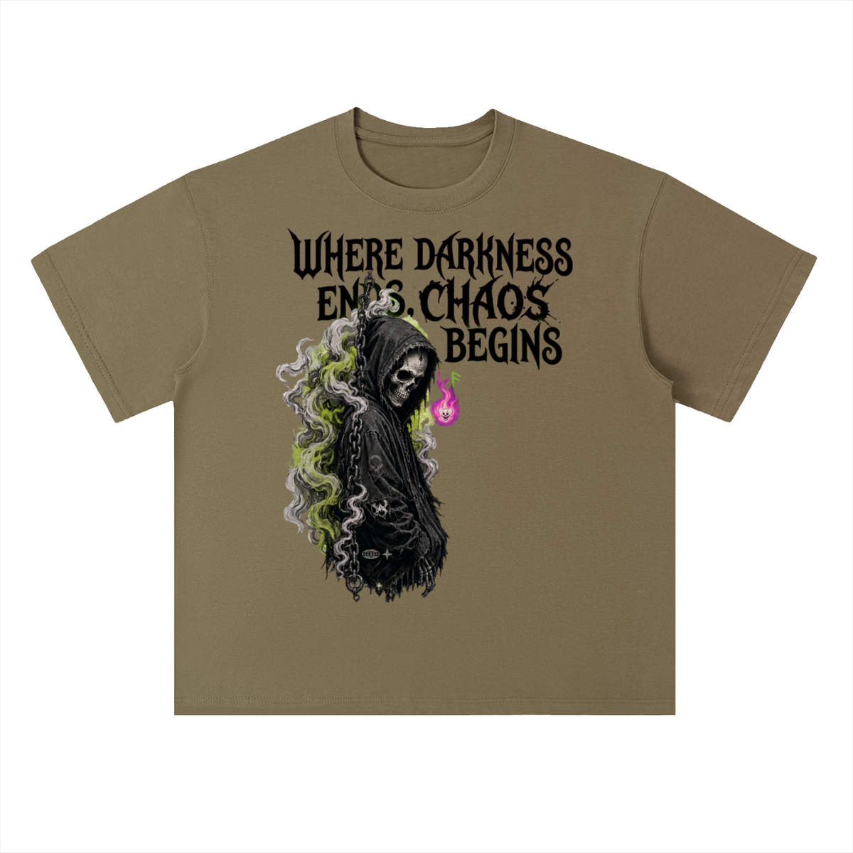 Where Darkness Ends Grim Reaper Graphic Drop Shoulder Tee