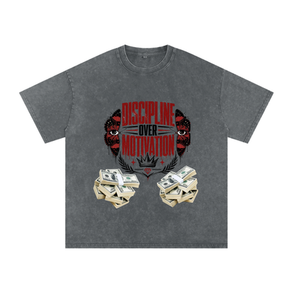 Discipline Over Motivation Snow-Washed Cotton Tee