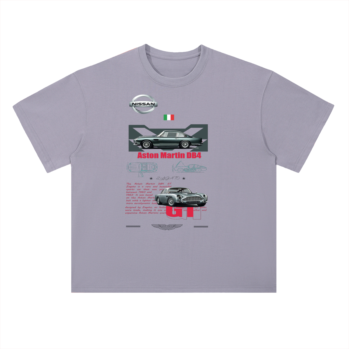Aston Martin DB4 Classic Car Cotton Graphic Tee