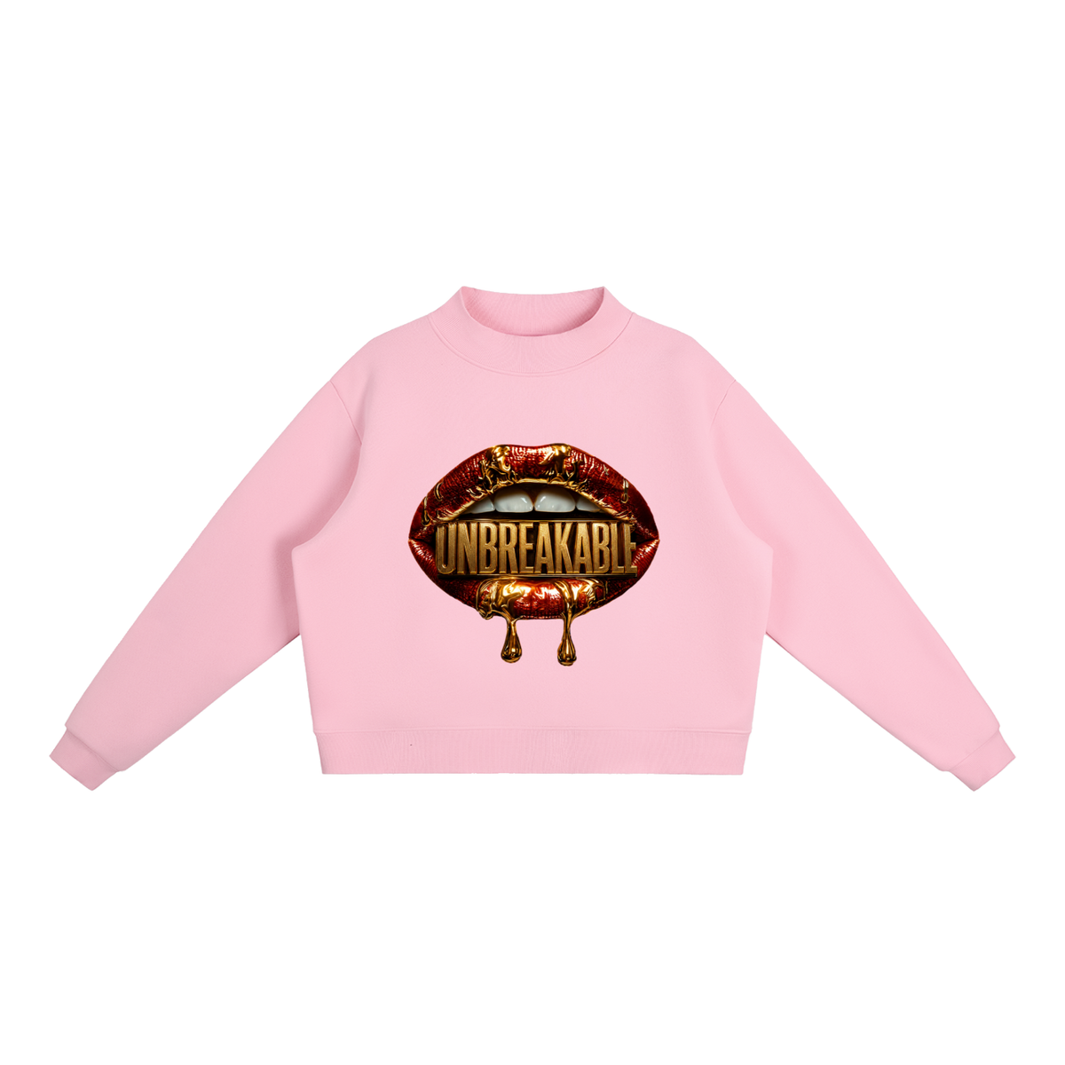 Unbreakable Lips Oversized Mock-Neck Sweatshirt