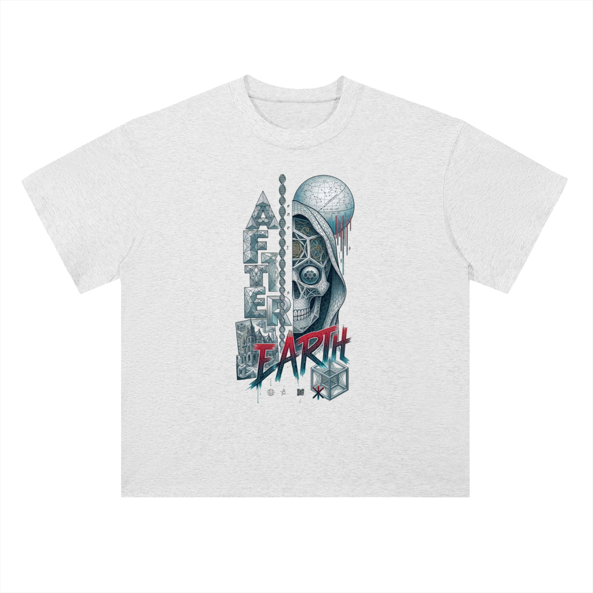 After Earth Futuristic Skull Graphic Drop Shoulder Tee