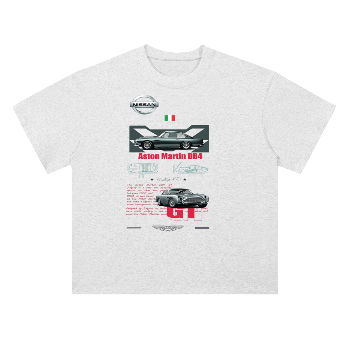Aston Martin DB4 Classic Car Cotton Graphic Tee