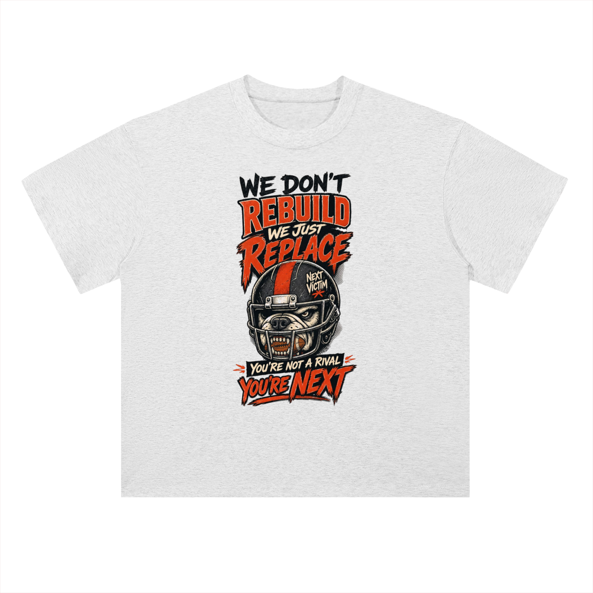 We Don't Rebuild Replace Hockey Mask Graphic Drop Shoulder Tee