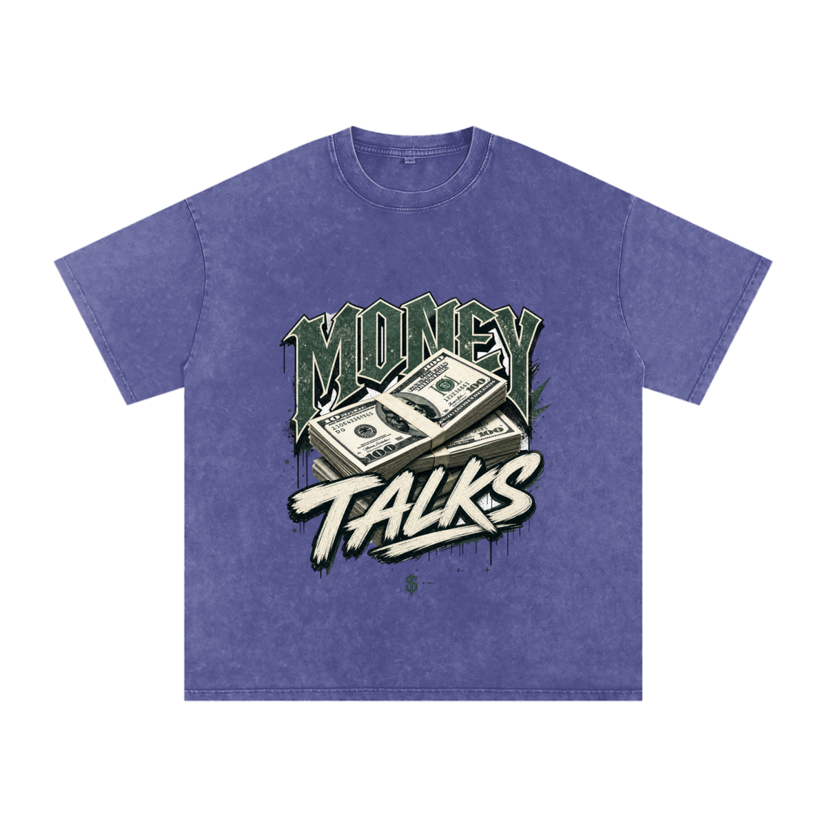 Money Talks Snow-Washed Cotton Graphic Tee