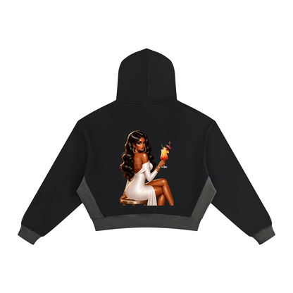 Glamorous Woman with Cocktail Graphic Drop Shoulder Hoodie