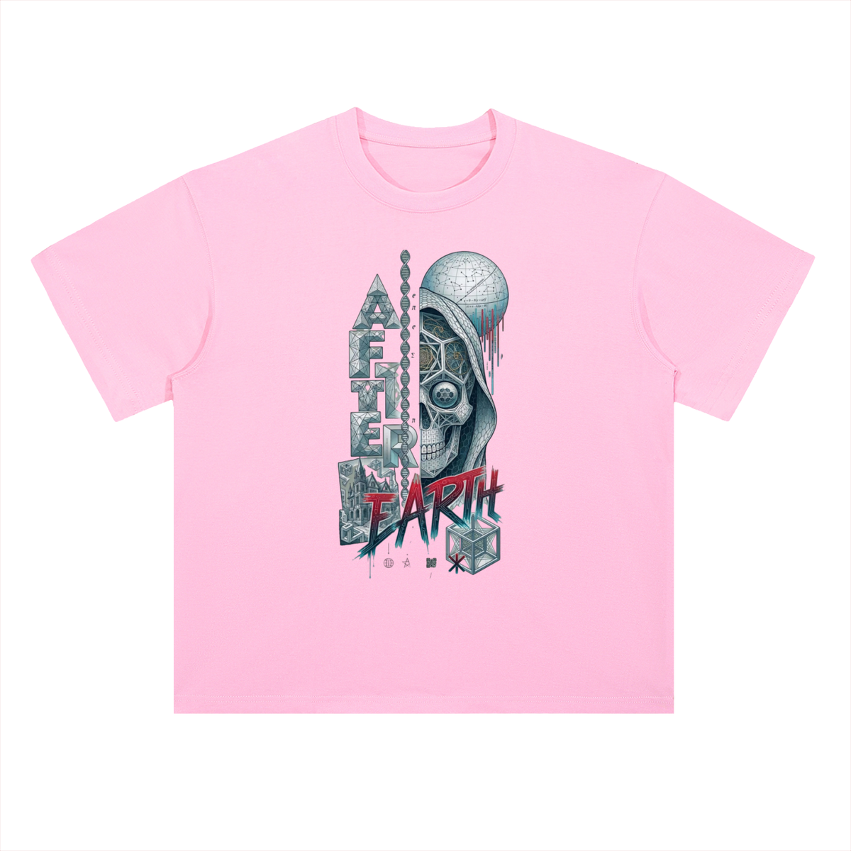 After Earth Futuristic Skull Graphic Drop Shoulder Tee