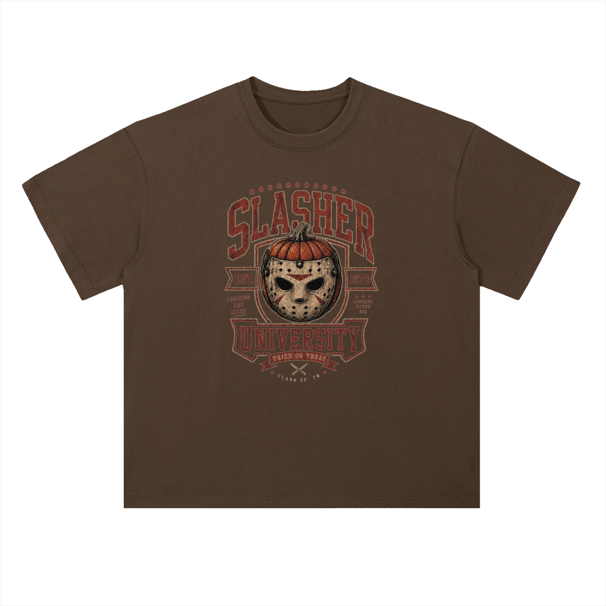 Slasher University Horror Mask Graphic Drop Shoulder Tee