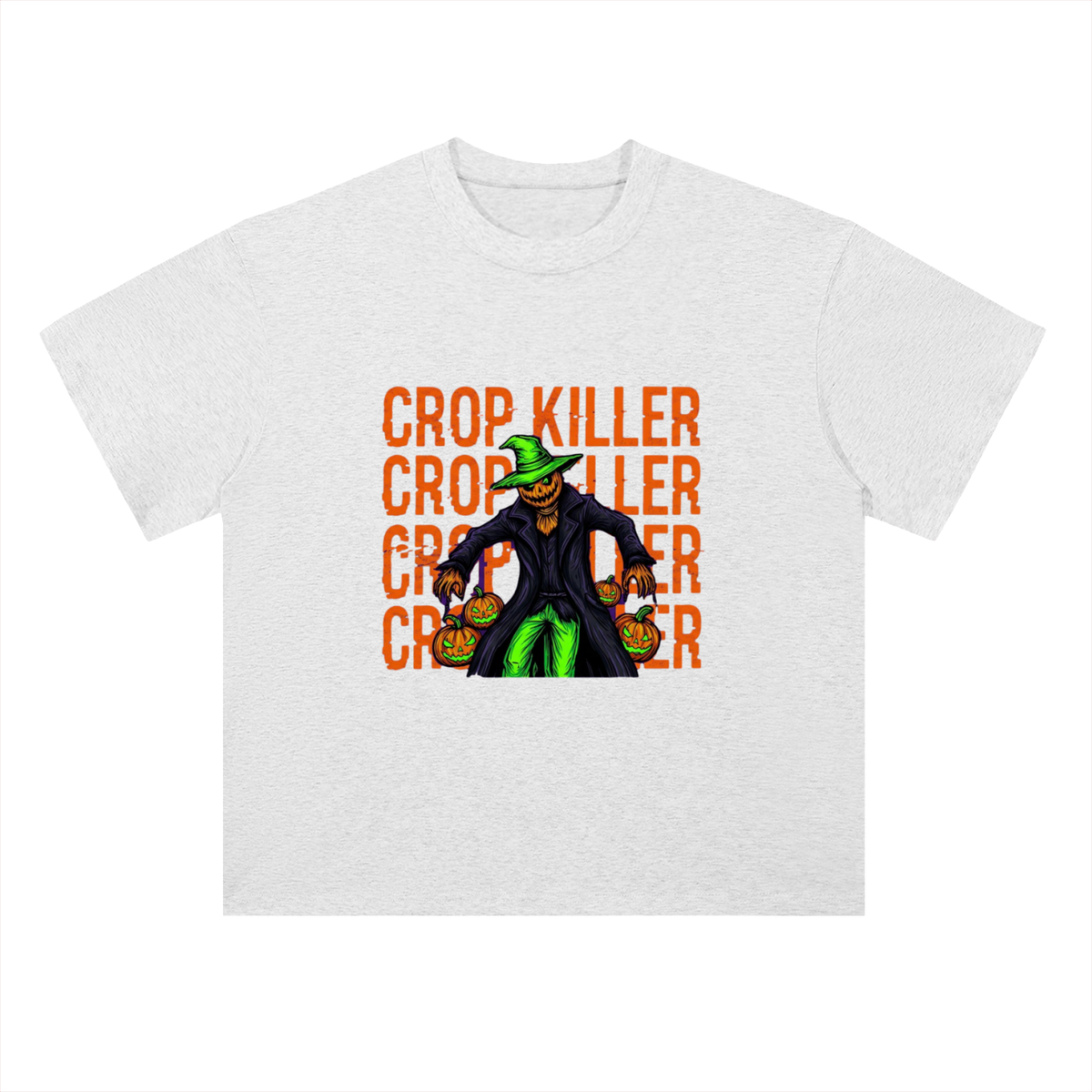 Crop Killer Halloween Scarecrow Graphic Drop Shoulder Tee