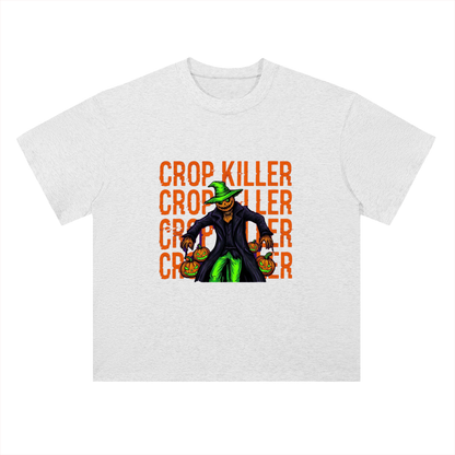 Crop Killer Halloween Scarecrow Graphic Drop Shoulder Tee