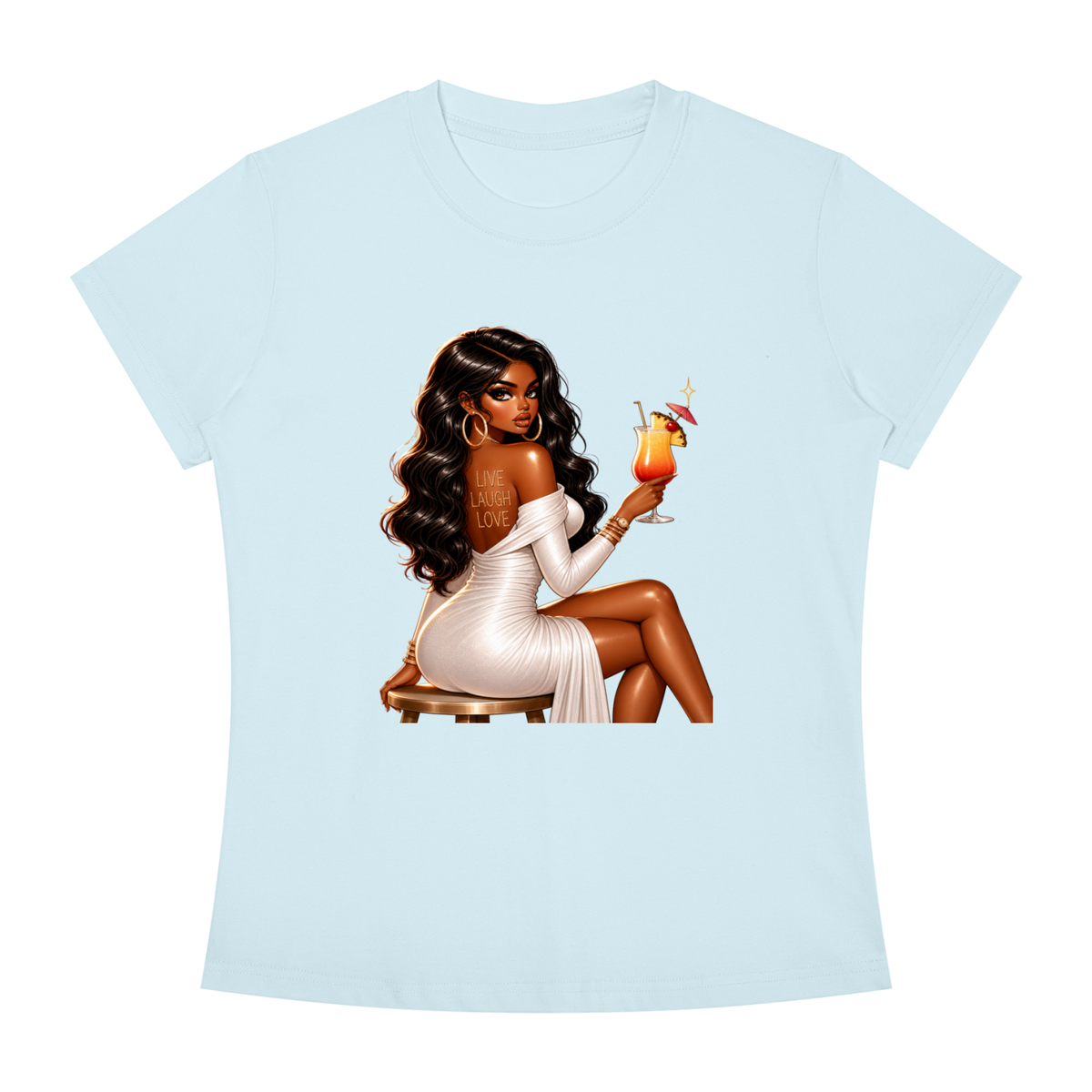 Glamorous Woman with Cocktail Women’s Slim-Fit Tee