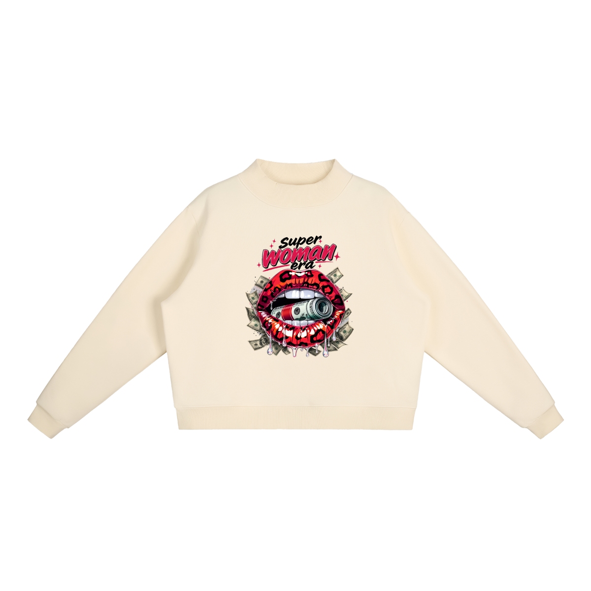 Super Woman Era Lips Oversized Graphic Sweatshirt