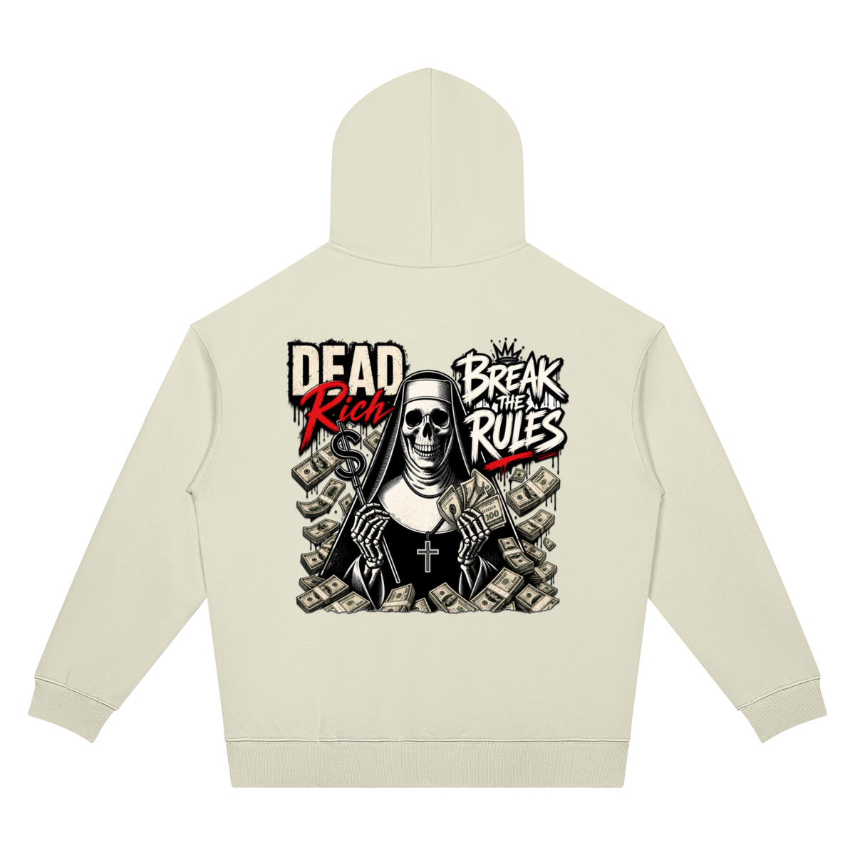 Burning Money Two-Sided Graphic Drop Shoulder Hoodie
