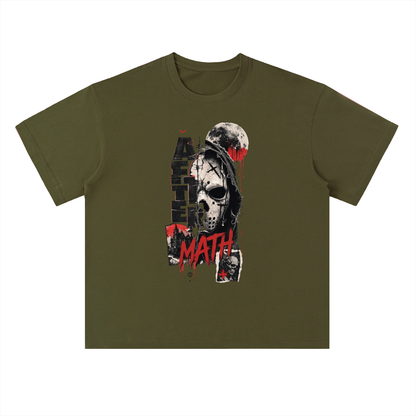 Aftermath Skull and Moon Grunge Graphic Drop Shoulder Tee