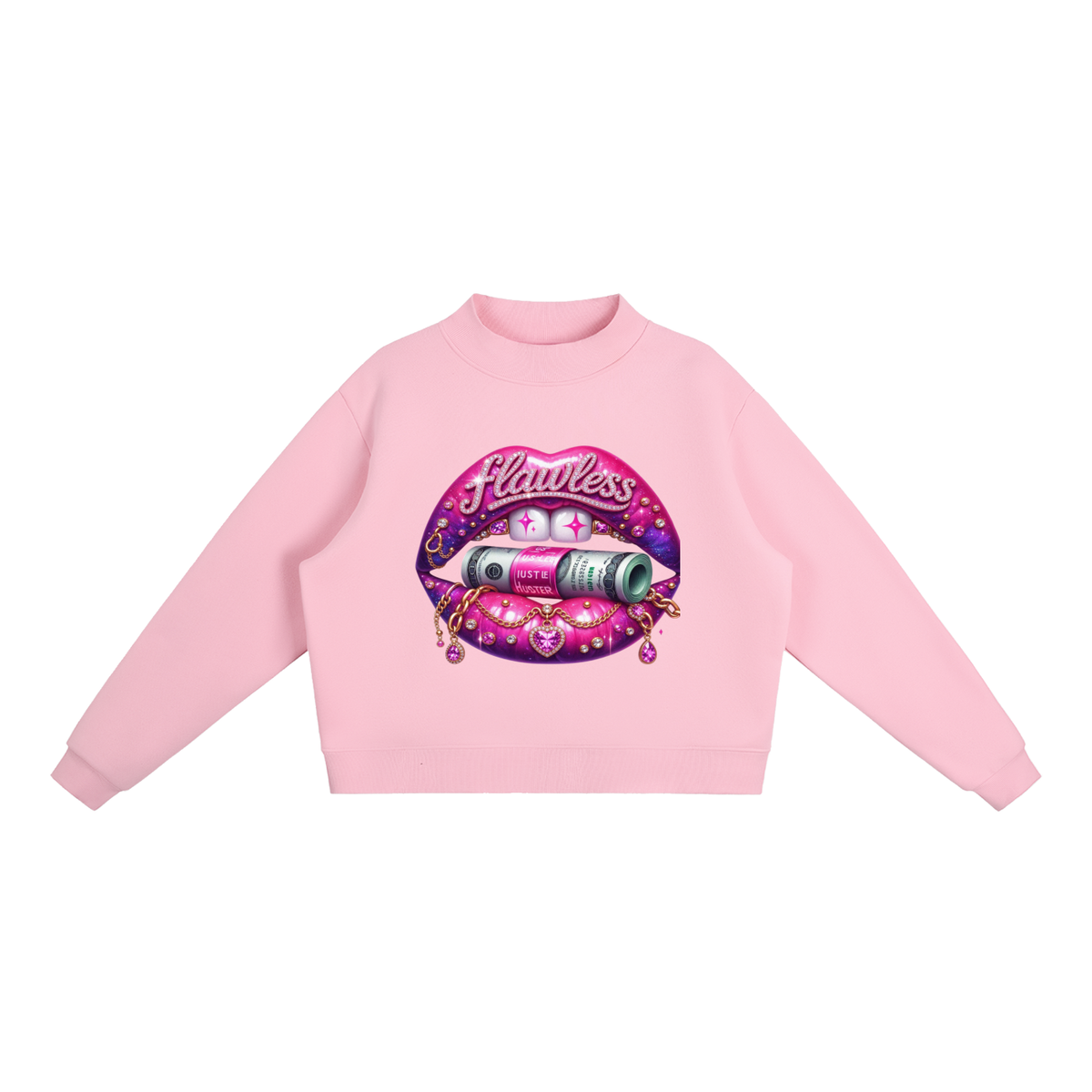 Flawless Lips Oversized Mock-Neck Sweatshirt