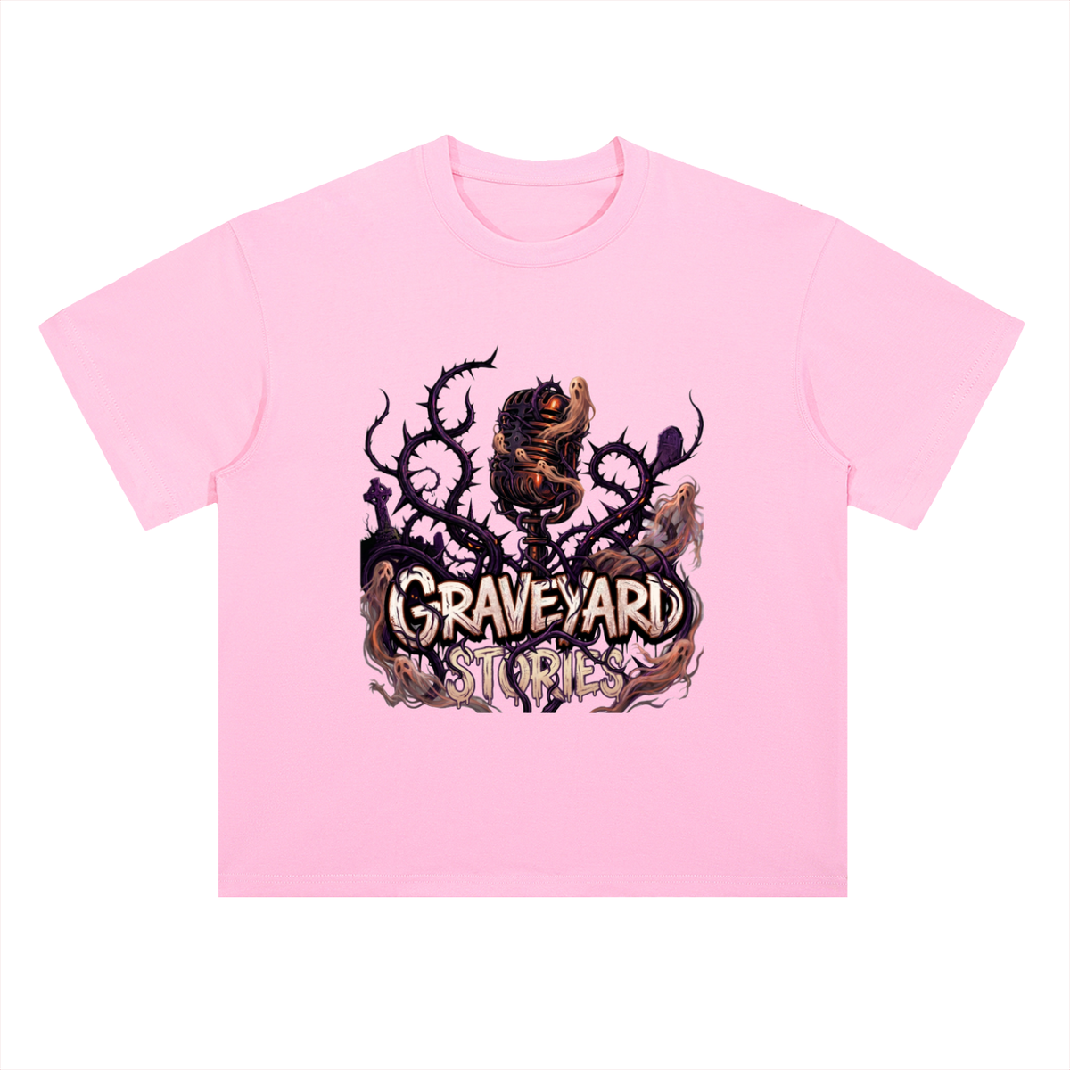 Graveyard Stories Gothic Horror Graphic Drop Shoulder Tee