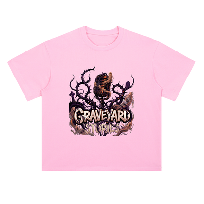 Graveyard Stories Gothic Horror Graphic Drop Shoulder Tee