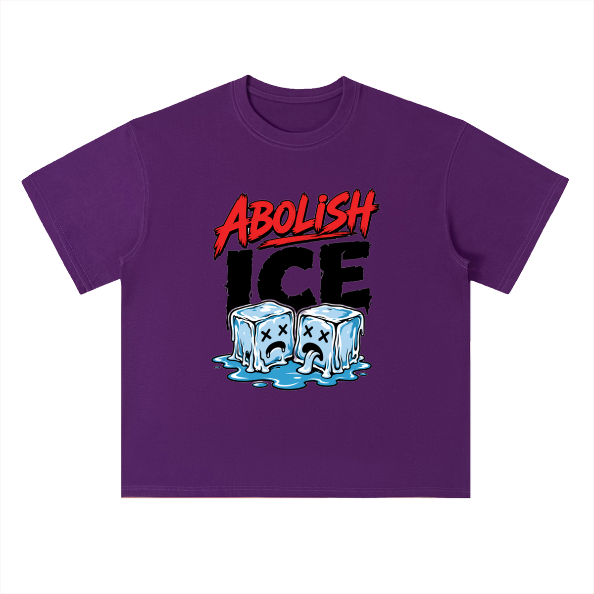 Abolish ICE Melting Ice Cubes Graphic Drop Shoulder Tee