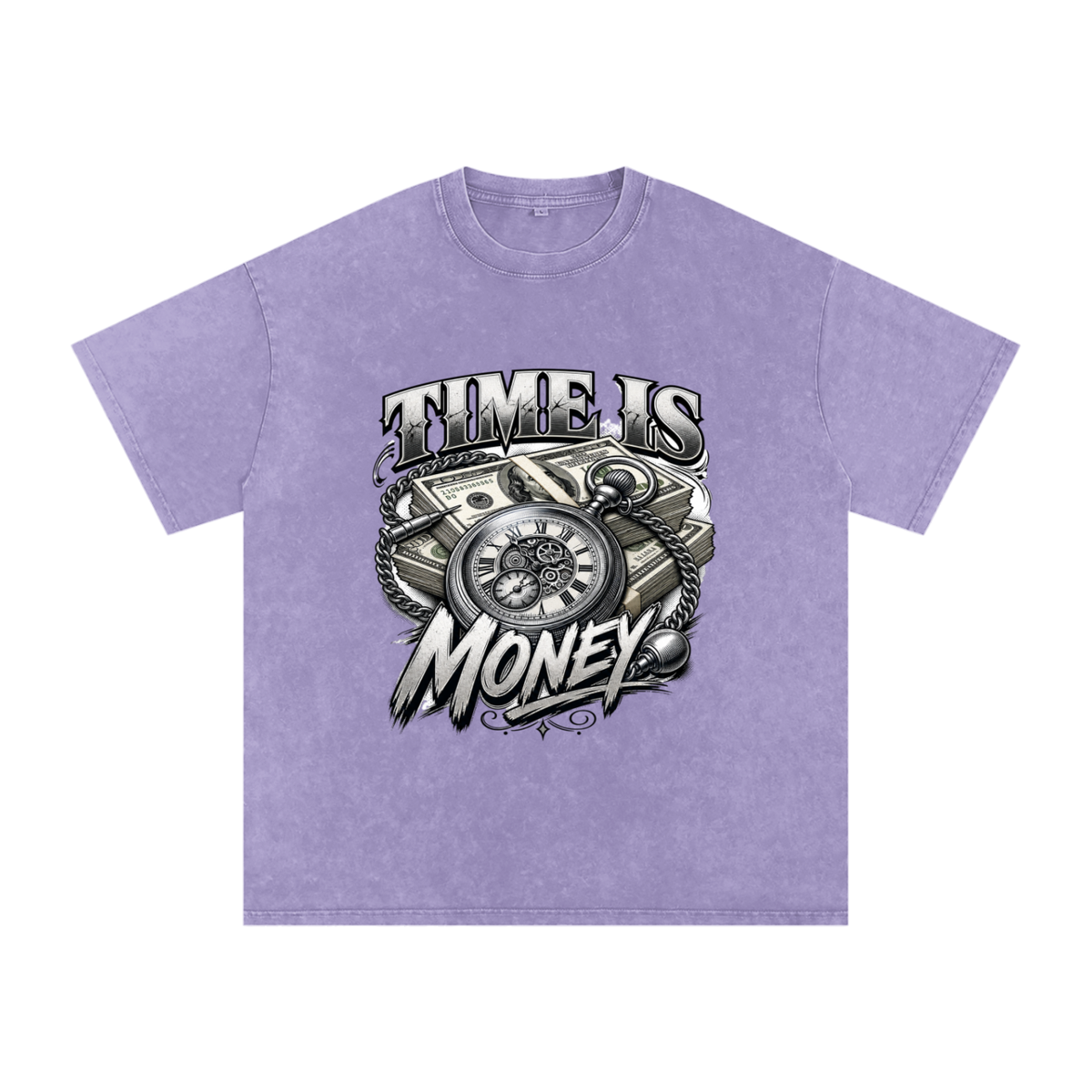 Time Is Money Snow-Washed Cotton Graphic Tee