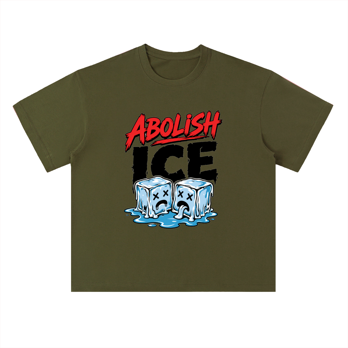 Abolish ICE Melting Ice Cubes Graphic Drop Shoulder Tee