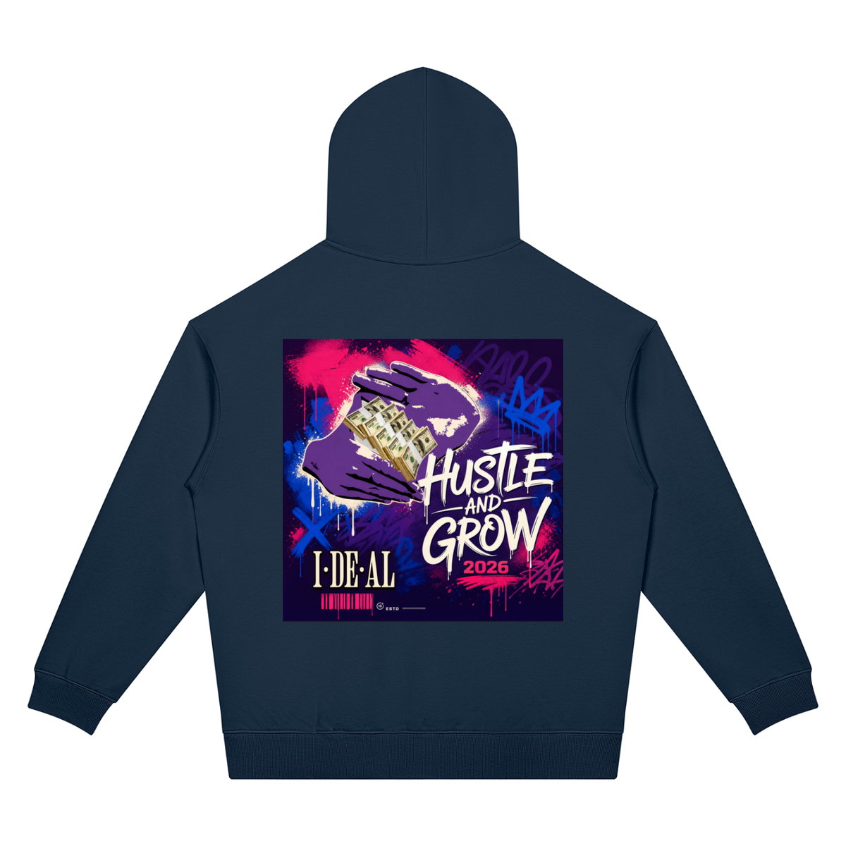 Hustle and Grow Two-sided Graphic Drop Shoulder Hoodie